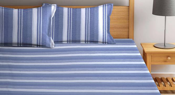 Kendell Multicolor Striped 210 TC Cotton King Size Bedsheet With 2 Pillow Covers (King Size, Multicolor) by Urban Ladder - Front View Design 1 - 485980