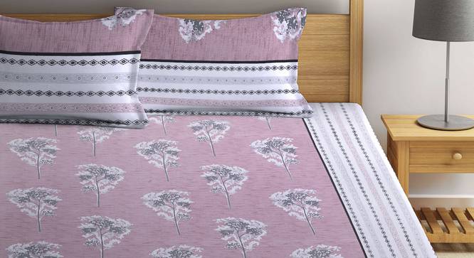 Wolcott Peach Floral 210 TC Cotton King Size Bedsheet With 2 Pillow Covers (Peach, King Size) by Urban Ladder - Front View Design 1 - 485981
