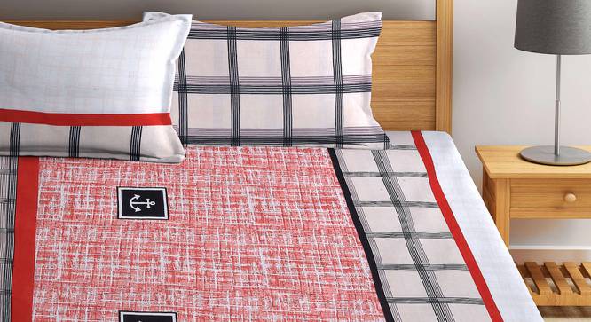 Sewall Red Geometric 210 TC Polycotton King Size Bedsheet With 2 Pillow Covers (Red, King Size) by Urban Ladder - Front View Design 1 - 485986