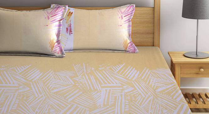 Harlen Yellow Abstract 210 TC Cotton King Size Bedsheet With 2 Pillow Covers (Yellow, King Size) by Urban Ladder - Front View Design 1 - 486028