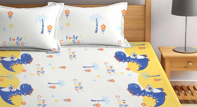 Newland Multicolor Cartoon 210 TC Polycotton King Size Bedsheet With 2 Pillow Covers (King Size, Multicolor) by Urban Ladder - Front View Design 1 - 486029