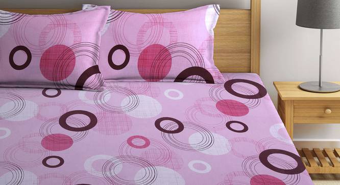 Colston Pink Geometric 210 TC Cotton King Size Bedsheet With 2 Pillow Covers (Pink, King Size) by Urban Ladder - Front View Design 1 - 486033