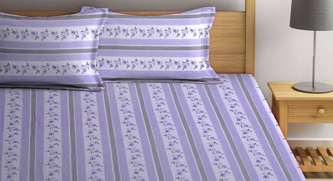 Snow Purple Floral 210 TC Cotton King Size Bedsheet With 2 Pillow Covers (Purple, King Size) by Urban Ladder - Front View Design 1 - 486035