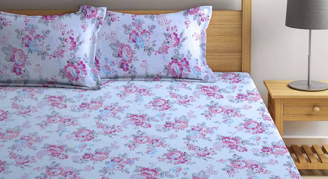 Tayson Pink Floral 210 TC Cotton King Size Bedsheet With 2 Pillow Covers (Pink, King Size) by Urban Ladder - Front View Design 1 - 486036