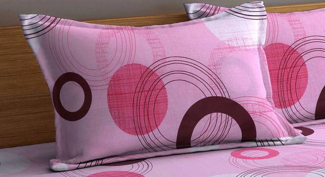 Colston Pink Geometric 210 TC Cotton King Size Bedsheet With 2 Pillow Covers (Pink, King Size) by Urban Ladder - Cross View Design 1 - 486045