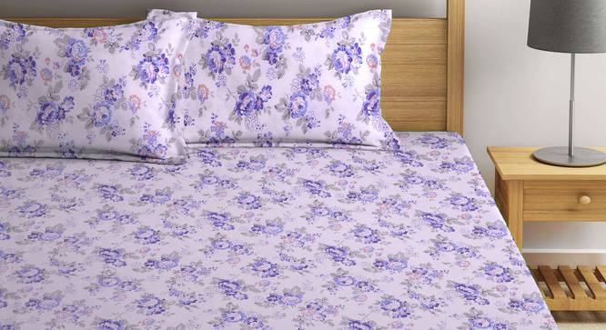 Maisey Purple Floral 210 TC Cotton King Size Bedsheet With 2 Pillow Covers (Purple, King Size) by Urban Ladder - Front View Design 1 - 486086