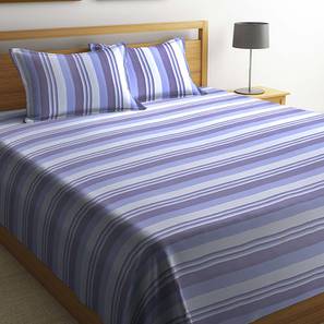 Coverlet Design Blue Stripes 300 TC Cotton King Size Bedsheet