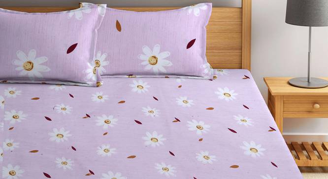 Bevie Pink Floral 210 TC Polycotton King Size Bedsheet With 2 Pillow Covers (Pink, King Size) by Urban Ladder - Front View Design 1 - 486125