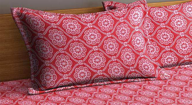 Champion Red Abstract 210 TC Cotton King Size Bedsheet With 2 Pillow Covers (Red, King Size) by Urban Ladder - Cross View Design 1 - 486130