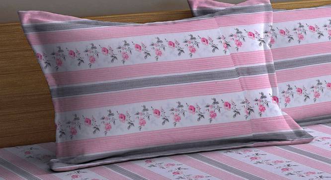 Marillyn Pink Floral 210 TC Cotton King Size Bedsheet With 2 Pillow Covers (Pink, King Size) by Urban Ladder - Cross View Design 1 - 486131