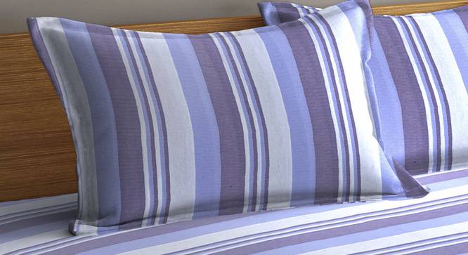 Liberty Blue Striped 300 TC Cotton King Size Bed Cover with 2 Pillow Covers (Blue, King Size) by Urban Ladder - Cross View Design 1 - 486134