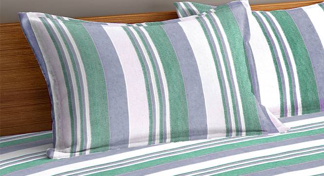 Yara Green Striped 300 TC Cotton King Size Bed Cover with 2 Pillow Covers (Green, King Size) by Urban Ladder - Cross View Design 1 - 486168