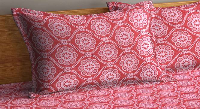 Michaela Red Woven Design 300 TC Cotton King Size Bed Cover with 2 Pillow Covers (Red, King Size) by Urban Ladder - Cross View Design 1 - 486204
