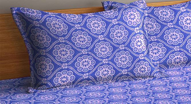 Melina Blue Woven Design 300 TC Cotton King Size Bed Cover with 2 Pillow Covers (Blue, King Size) by Urban Ladder - Cross View Design 1 - 486205