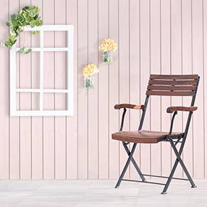 Balcony In Vadodara Design Masai Solid Wood Outdoor Chair in Dark Teak Colour - Set of 1