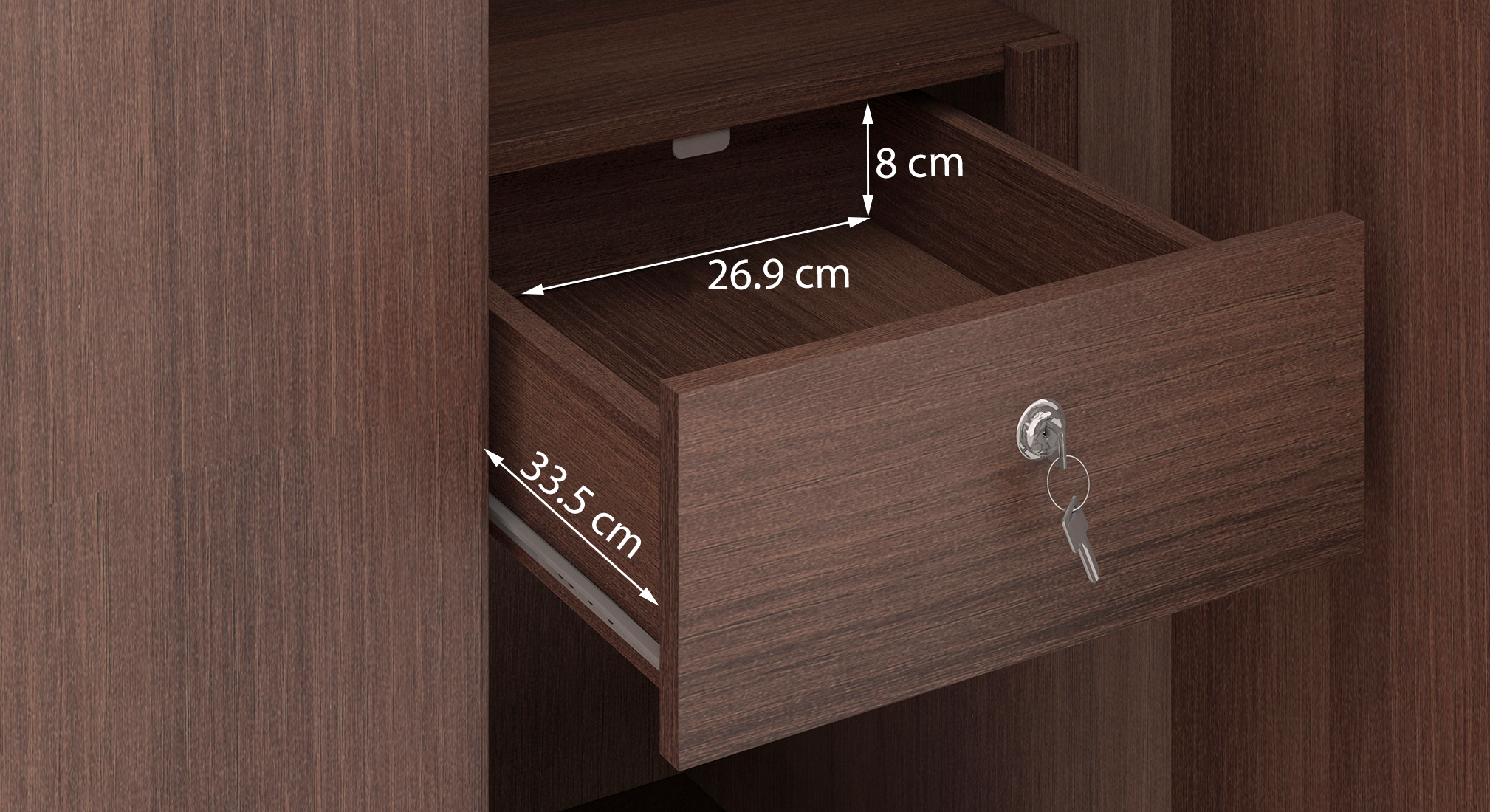 Hilton 3 door 1 drawer wardrobe finish spiced acacia dim