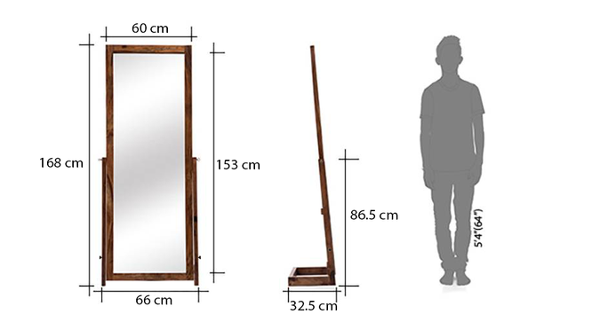 Sirius Standing Mirror (Teak Finish) by Urban Ladder - Dimension Design 1 - 486788