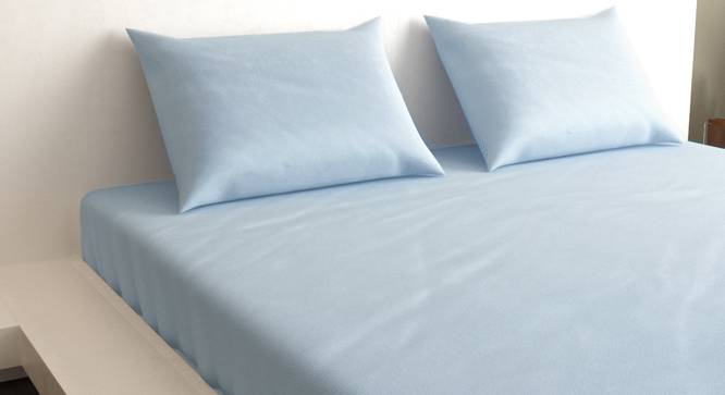 Holly Sky Blue 210 TC fabric Queen Size  Bedsheets With  2 Pillow Covers (Sky Blue, Queen Size) by Urban Ladder - Front View Design 1 - 486831