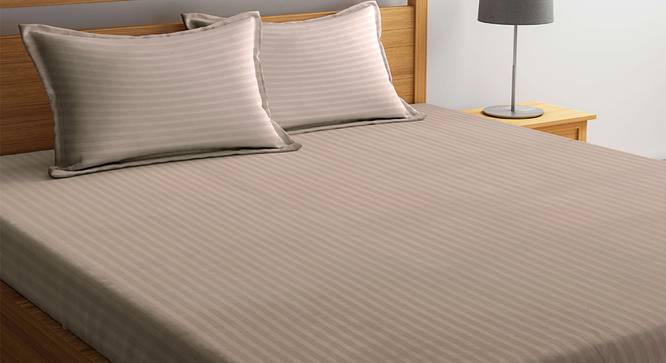 Sean Beige 210 TC fabric King Size  Bedsheets With  2 Pillow Covers (Beige, King Size) by Urban Ladder - Cross View Design 1 - 486882