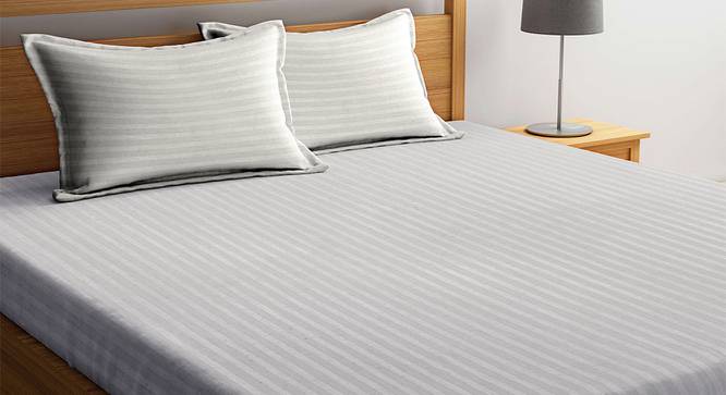 Sean Ivory 210 TC fabric King Size  Bedsheets With  2 Pillow Covers (Ivory, King Size) by Urban Ladder - Cross View Design 1 - 486884
