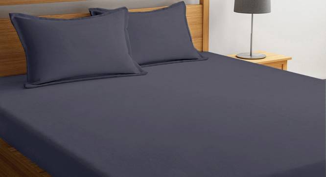 Silas Blue 200 TC fabric Queen Size  Bedsheets With  2 Pillow Covers (Blue, Queen Size) by Urban Ladder - Cross View Design 1 - 486890