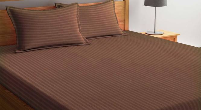 Sean Brown 210 TC fabric King Size  Bedsheets With  2 Pillow Covers (Brown, King Size) by Urban Ladder - Cross View Design 1 - 486898