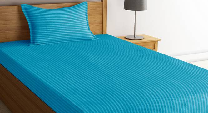 Meryl Turquoise Blue 210 TC fabric Single Size  Bedsheets With  1 Pillow Covers (Turquoise Blue, Single Size) by Urban Ladder - Cross View Design 1 - 486901