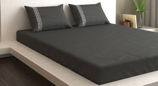 Aniston Grey 400 TC fabric King Size  Bedsheets With  2 Pillow Covers (Grey, King Size) by Urban Ladder - Cross View Design 1 - 486960