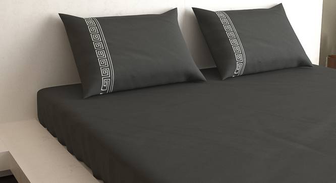 Aniston Grey 400 TC fabric King Size  Bedsheets With  2 Pillow Covers (Grey, King Size) by Urban Ladder - Front View Design 1 - 486977