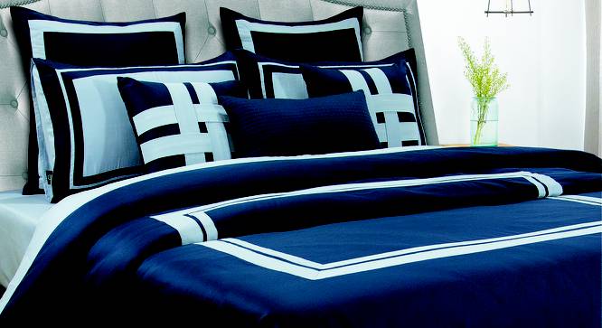 Brando Blue 400 TC fabric Diwan Set- Set of 9 (Blue) by Urban Ladder - Cross View Design 1 - 487036