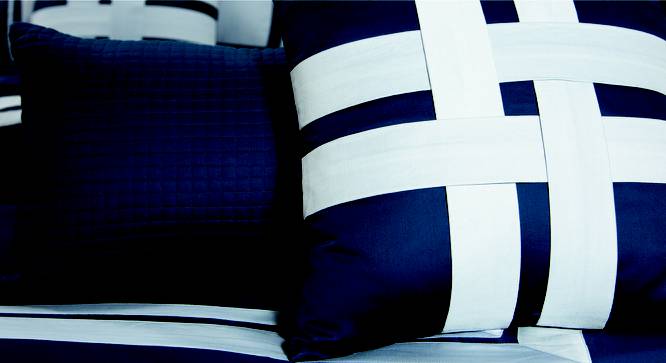 Brando Blue 400 TC fabric Diwan Set- Set of 9 (Blue) by Urban Ladder - Front View Design 1 - 487051