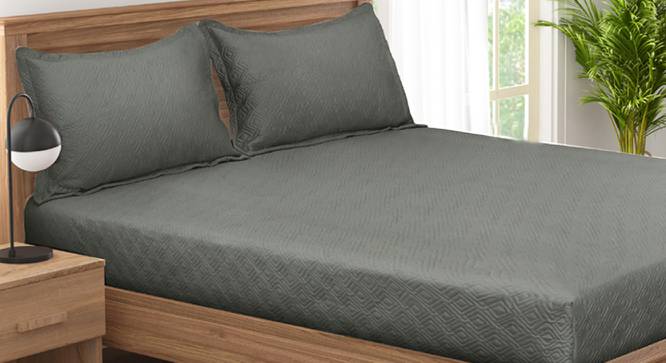 Darlene Grey 400 TC fabric Queen Size  Bed Covers (Grey, Queen Size) by Urban Ladder - Front View Design 1 - 487056