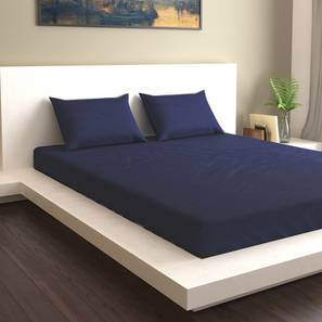 Markhome Design Navy Blue 210 TC Cotton King Size Bedsheet