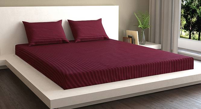 Matthew Wine 210 TC fabric Queen Size  Bedsheets With  2 Pillow Covers (Wine, Queen Size) by Urban Ladder - Cross View Design 1 - 487097