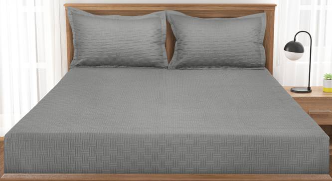 Darlene Silver 400 TC fabric Queen Size  Bed Covers (Silver, Queen Size) by Urban Ladder - Cross View Design 1 - 487108