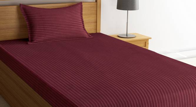 Meryl Wine 210 TC fabric Single Size  Bedsheets With  1 Pillow Covers (Wine, Single Size) by Urban Ladder - Cross View Design 1 - 487170