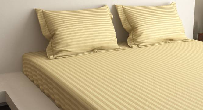 Chikao Gold 400 TC fabric King Size  Bedsheets With  2 Pillow Covers (Gold, King Size) by Urban Ladder - Front View Design 1 - 487259