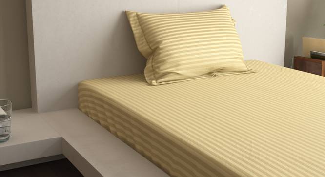 Clarence Gold 400 TC fabric Single Size  Bedsheets With  1 Pillow Covers (Gold, Single Size) by Urban Ladder - Front View Design 1 - 487263