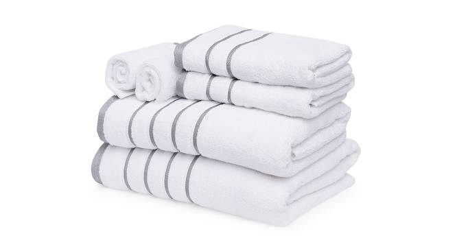 Donahue  White 500 GSM fabric 59 x 27 Inches  Towel Set Set of 6 (White) by Urban Ladder - Cross View Design 1 - 487319