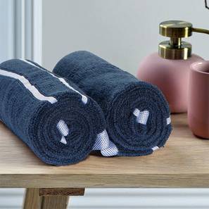 Towels Design Dyan Navy 500 GSM Cotton 24 x 16 Inches Hand Towel Set of 2 (Navy)