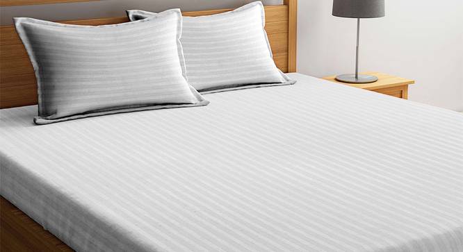Sean White 210 TC fabric King Size  Bedsheets With  2 Pillow Covers (White, King Size) by Urban Ladder - Cross View Design 1 - 487361