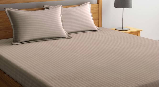 Jeff Beige 210 TC fabric Queen Size  Bedsheets With  2 Pillow Covers (Beige, Queen Size) by Urban Ladder - Cross View Design 1 - 487446