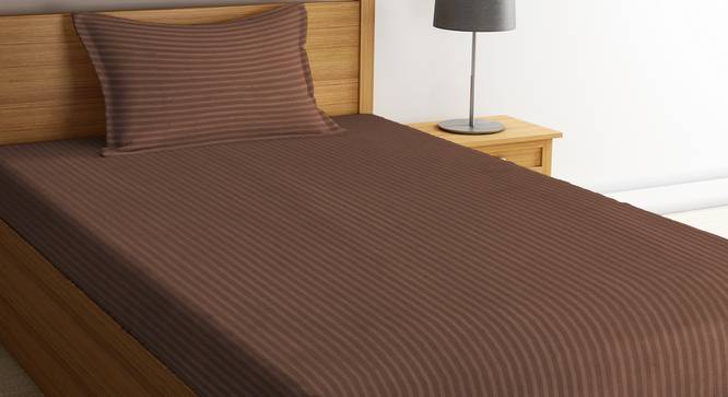 Meryl Brown 210 TC fabric Single Size  Bedsheets With  1 Pillow Covers (Brown, Single Size) by Urban Ladder - Cross View Design 1 - 487451