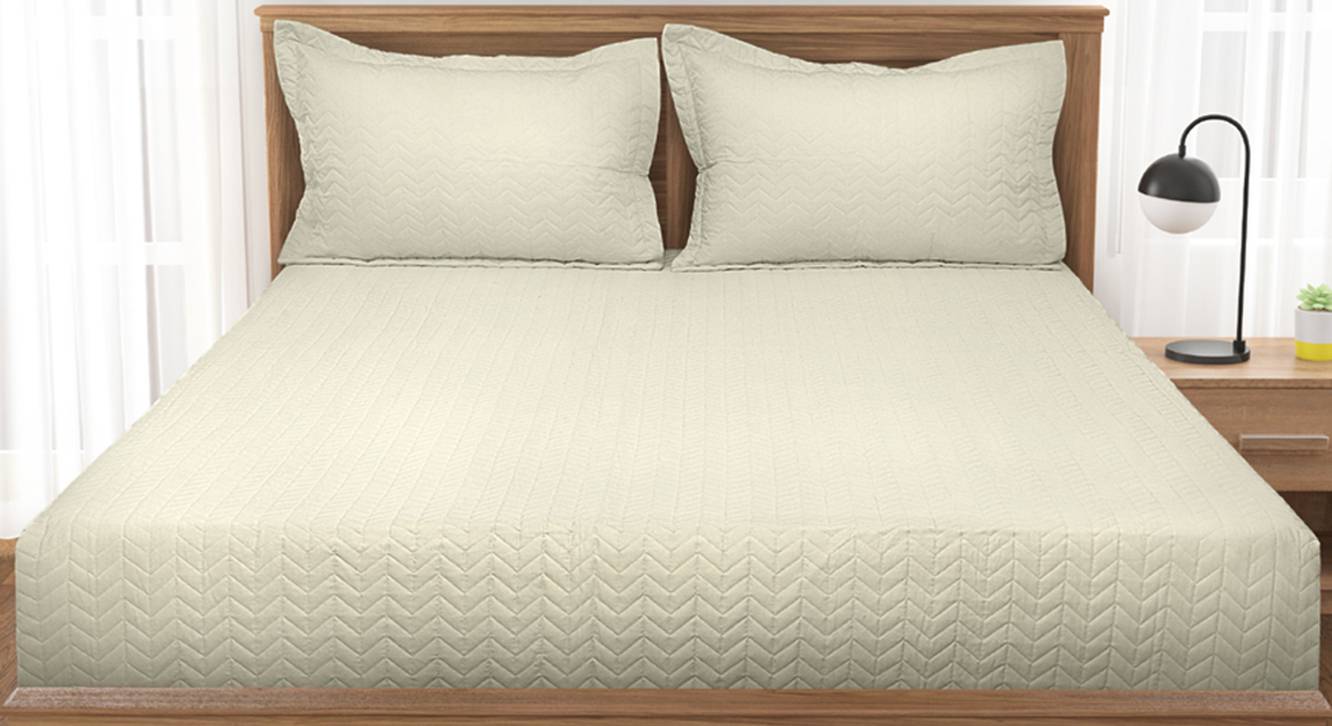 Ivory 400 TC Cotton Queen Size Bedsheet with 2 Pillow Covers Urban Ladder
