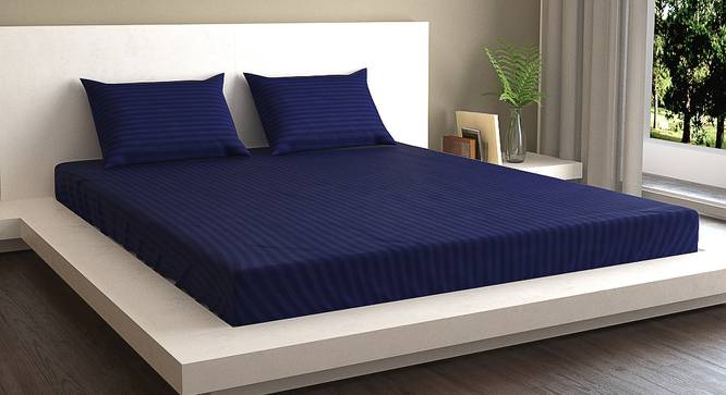 Jack Navy 210 TC fabric Queen Size  Bedsheets With  2 Pillow Covers (Navy, Queen Size) by Urban Ladder - Front View Design 1 - 487533