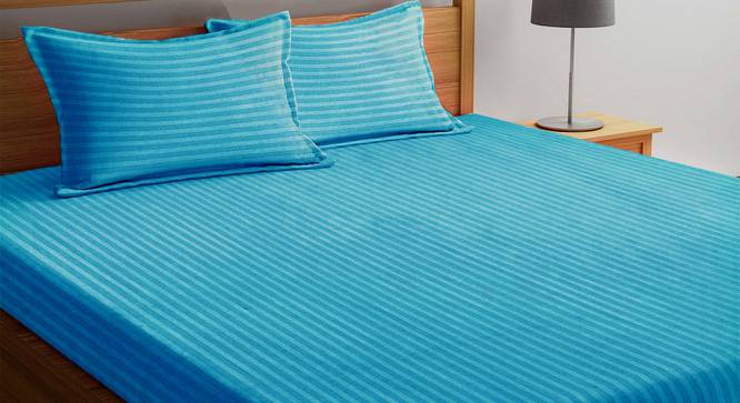 Sean Turquoise Blue 210 TC fabric King Size  Bedsheets With  2 Pillow Covers (Turquoise Blue, King Size) by Urban Ladder - Cross View Design 1 - 487585