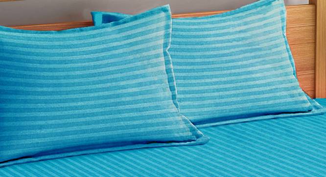 Sean Turquoise Blue 210 TC fabric King Size  Bedsheets With  2 Pillow Covers (Turquoise Blue, King Size) by Urban Ladder - Front View Design 1 - 487602