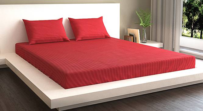 Henry Maroon 210 TC fabric Queen Size  Bedsheets With  2 Pillow Covers (Maroon, Queen Size) by Urban Ladder - Cross View Design 1 - 487656