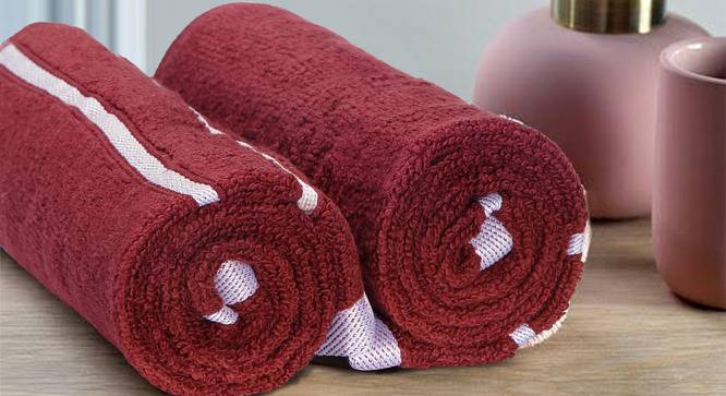 Dyan Maroon 500 GSM fabric 24 x 16 Inches  Hand Towel Set of 2 (Maroon) by Urban Ladder - Cross View Design 1 - 487670
