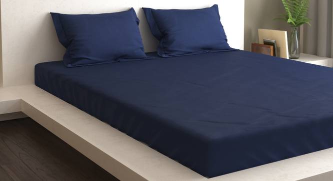 Betsey Navy 400 TC fabric King Size  Bedsheets With  2 Pillow Covers (Navy, King Size) by Urban Ladder - Front View Design 1 - 487677